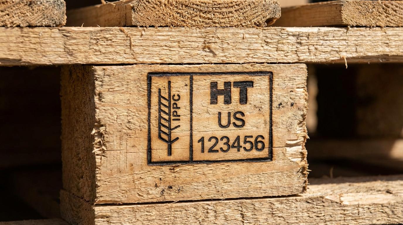 ISPM 15 compliance stamp on export pallet