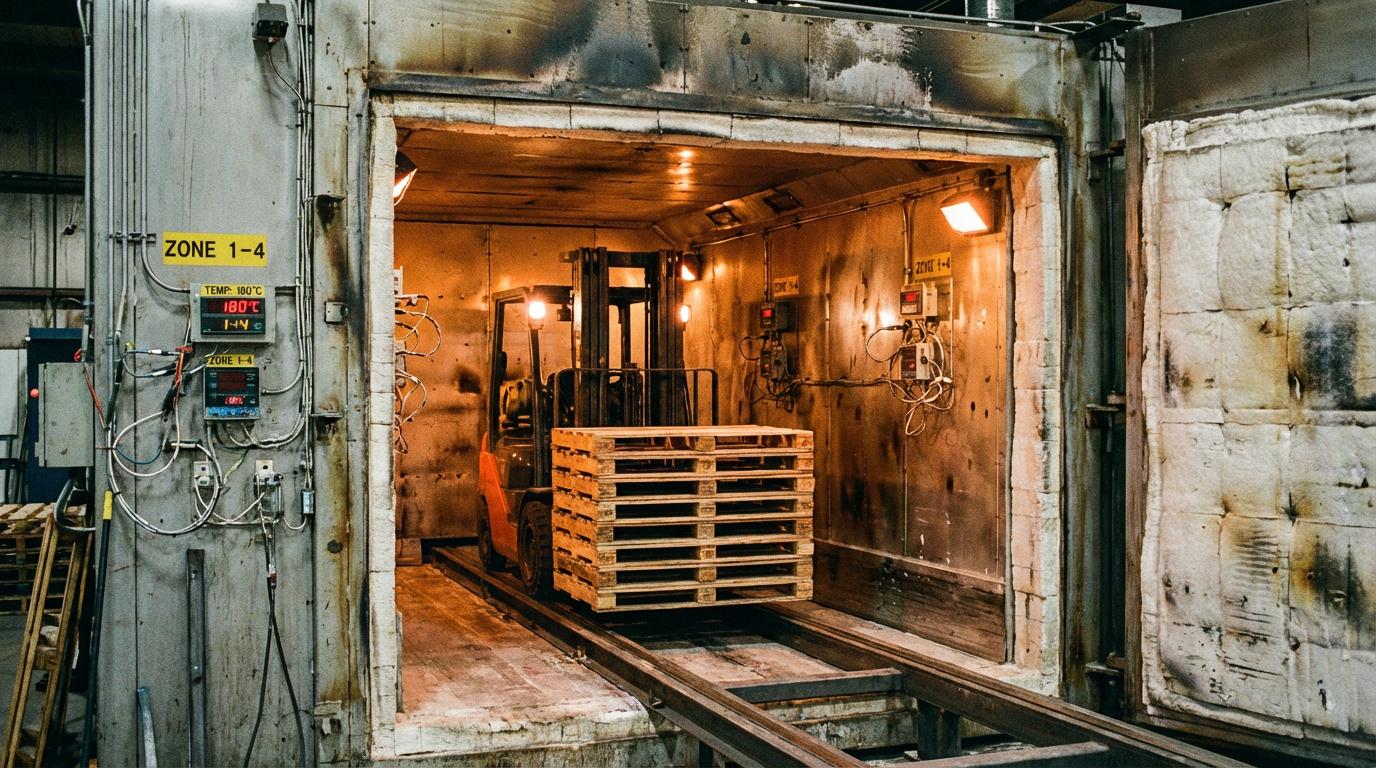 Timber heat treatment kiln for ISPM 15 compliance