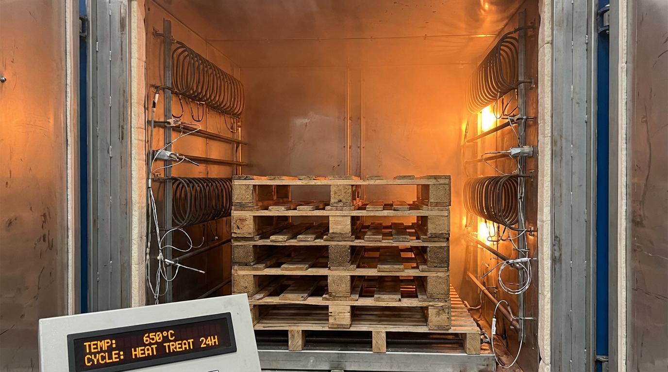 Heat treatment kiln for ISPM 15 compliance